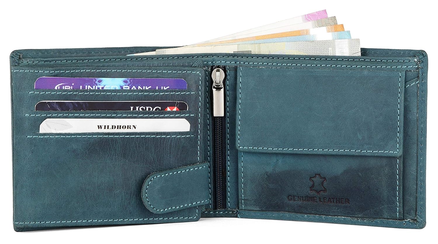 WildHorn Blue Hunter Leather Men's Wallet - Image 3