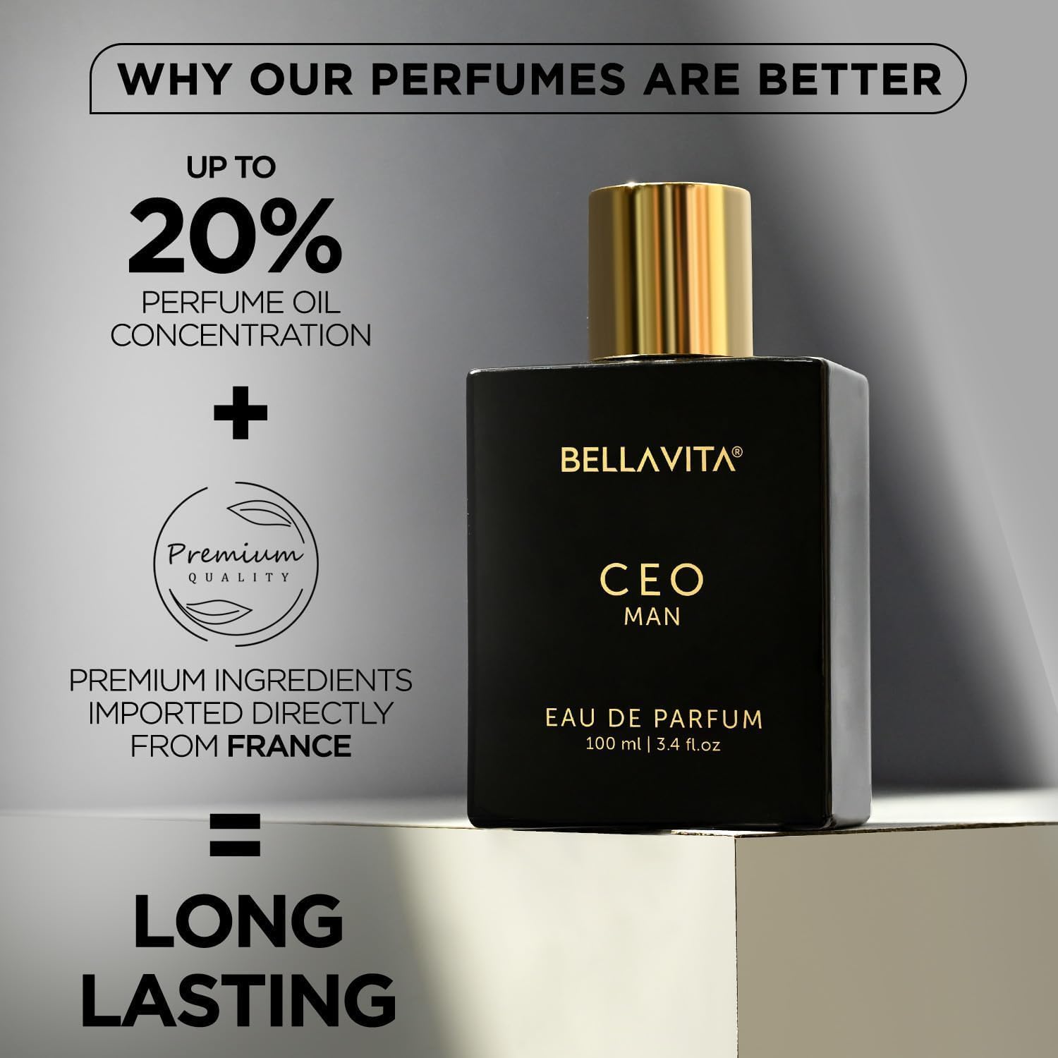 Bella Vita Luxury CEO MAN Perfume 100ml | Long Lasting | Eau De Parfum | Lemon, Lavender, Tonka, Mandarin & Vetiver | Woody, Citrus Premium Fragrance | Ideal Gift for Man - Image 4