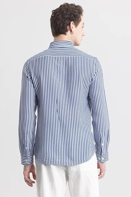 U TURN Men's Cotton Casual Printed Striped Stylish Latest Shirt for Men - Image 4