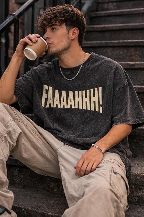 boffi ... 100% Cotton Oversized T-Shirt Unisex Drop Shoulder Dye Washed Street Look Black Pack of 1 - Image 3