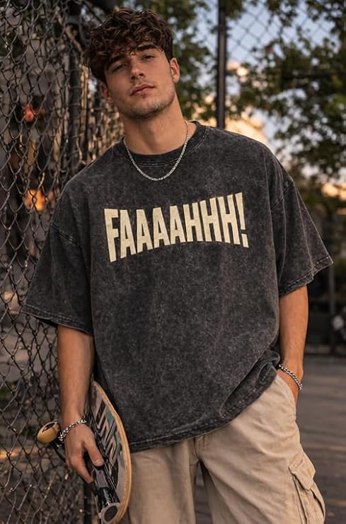 boffi ... 100% Cotton Oversized T-Shirt Unisex Drop Shoulder Dye Washed Street Look Black Pack of 1 - Image 4